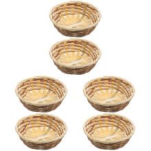6Pièces Corbeille En Bambou Naturel Khaki Pour