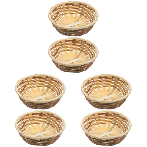 6Pièces Corbeille En Bambou Naturel Khaki Pour