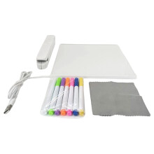 30x20CM Clear Acrylic Illuminated Writing Message Board with Marker and Stand