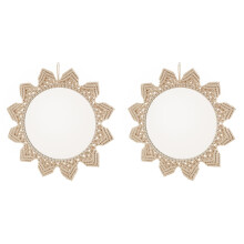 2Pièces Miroir Mural Bohemia Macramé Rond Déco Chambre Beige