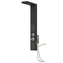 vidaXL Shower Panel System in Aluminium Black - Square Design with Rainfall, Waterfall, Handheld Showerhead and Massage Jets, Requires Assembly, 150