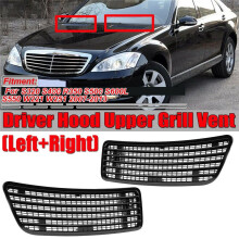 1Pair Car Hood Upper Vent Grille Trim Cover Glossy Black for W221 W251 2007-2013 A2218800205 A2218800305