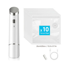 (Default) 20pcs USB Rechargeable Food Vacuum Sealer Suitable for Vacuum Food Vacuum Bags, Vacuum Sealing for Freshness Storage