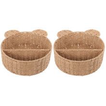 2Pièces Panier À Fruits En Rotin Kaki Pour Cuisine Stockage