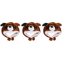 3Pièces Bonnets Cartoon Peluche Marron Enfants Protection Oreilles