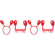 2Ensembles Décor Rouge Fête Enfants Bandeau Et Lunettes