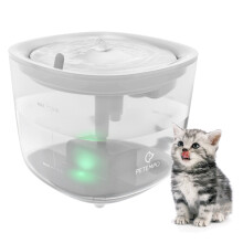 PETEMPO Kattenwaterfontein Draadloze kattenwaterfontein met LED-verlichting 2L Ultra Stille kattenwaterdispenser Automatische katten- en honde