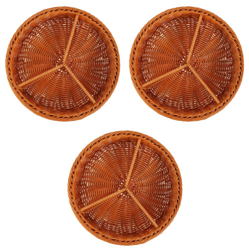 3Pièces Corbeille Tressée Multi-Compartiments Pour Fruits Snacks