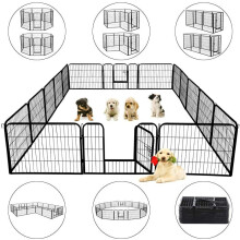 PawGiant Schwerlast-Metall-Hundespielzaun für drinnen und draußen 16 Paneele 32 Zoll Höhe