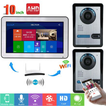 ENNIO Citofono Video WiFi Cablato da 10 Pollici con Sistema di Entrata Interfono Telecamera AHD 720P con IR-CUT 2 Telecamere Cablate Visione