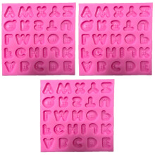 3Pièces Moules Silicone Lettres Bouton Rose Parcook Utilisable Four