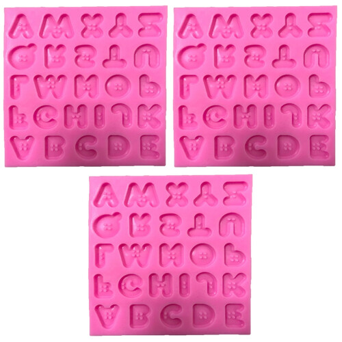 3Pièces Moules Silicone Lettres Bouton Rose Parcook Utilisable Four