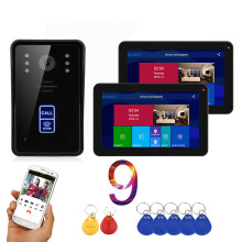 ENNIO 9 pollici 2 Monitor Wireless Wifi RFID Video Citofono Campanello Intercom Sistema di Entrata con Telecamera Wired IR-CUT 1080P con Visione