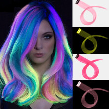 11 Kleuren Luminous Lange Rechte Pruik Halloween Enkele Clip Synthetische Haar Extensions