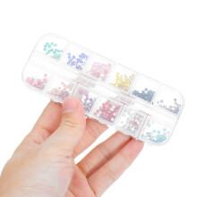 12 Griglia Multi-color Strass per Unghie 3D Glitter Diamanti Cristallo Adesivi per Unghie Fai da Te