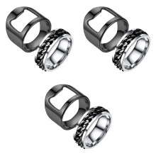 3Paires Anneaux De Doigt Rotatifs Ouvre-Bouteille Noir Acier Résistant