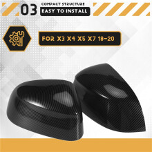 Carbon Fiber Rear View Mirror Cover, Car Side Mirror Cap Cover Fit for X3 G01 X4 G02 X5 G05 X7 2018 2019 2020