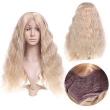 14-26'' Lange Blonde Golvende Pruik Synthetische Lace Front Pruik Hittebestendig Vezelhaar