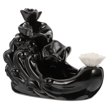 Brûleur D'encens Céramique Noir Porte-Encens Pour Table