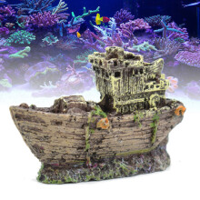 Decorazioni per acquario: ornamento rovinato grotta per pesci barca a vela nave affondata distruttore.