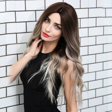 Parrucca in pizzo frontale a onde morbide da 24 pollici ombre argento con radici scure grigie parrucche sintetiche per cosplay.
