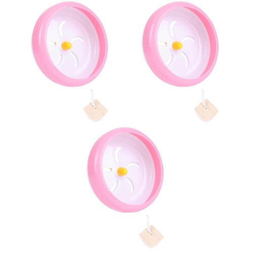 3Pièces Roue D’exercice Rose Pour Hamster Rongeurs
