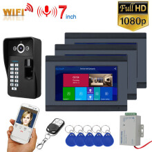 ENNIO citofono video wireless WiFi da 7 pollici con impronta digitale RFID sistema di intercomunicazione con sistema di controllo accessi AHD 10