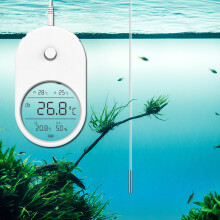 3 In 1 Elektronische Aquarium Waterthermometer Hygrometer LCD Display Watertemperatuur Mini Plak met Probe Vissentank Thuis Hoge Nauwkeurigheid T