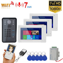 ENNIO 7 pollici 3 Monitor Wireless Wifi RFID Password Video Citofono Campanello Intercom Sistema di Entrata con Telecamera Wired IR-CUT 1080P con