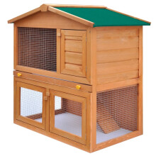170160 vidaXL Outdoor Kaninchenstall Kleintierhaus Haustierkäfig 3 Türen Holz Haustierbedarf Kaninchenhaus Haustierheim Welpenbett Zaun Spielplat