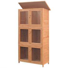 vidaXL 170347 Outdoor Tierkaninchenkäfig 6 Räume Holz Haustierbedarf Hundehütte Haustierheim Katzenbett Zaun Spielplatz