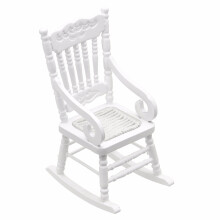 Mobili in miniatura per casa delle bambole sedia a dondolo bianca in wood con sedile in corda di canapa per accessori decorativi per case delle