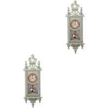 2Pièces Horloges À Mini Maison Alliage Zinc Bois Pour Décor