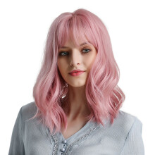 Parrucche corte ricce pink per donna resistenti al calore in fibra sintetica parrucca green per donne nere e bianche parrucche bob per cospla