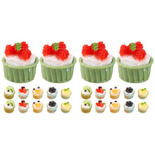 24Pièces Petits Gâteaux Artificiels Décors Assortis Résine Durable
