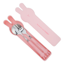 1Ensemble Couverts Enfant Rosé Réutilisables Avec Étui Portable