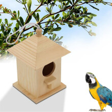 Holz-Futterspender für Haustier-Vögel wilde Sittiche hängendes Futterwerkzeug zur Dekoration von Garten und Hof