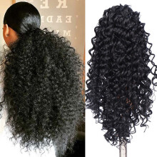 14 Inch Middellange Krullende Paardenstaart Met Clip Zachte Fluffy Chemische Vezel Pruikstuk