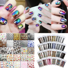 Kleurrijke Luipaard Bloem Stripe Nagelkunst Folies Wikkels Transferpapier