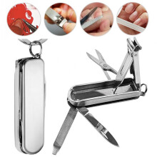4 In 1 Tagliaunghie Multifunzionale Pieghevole Forbici in steel Inossidabile Lima Coltello per la Cura delle Unghie