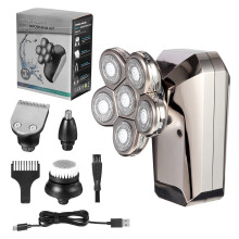 6 in 1 6D Vlotende Elektrische Scheerapparaat voor Mannen met LED-display Neushaartrimmer Scheerapparaat voor Kaal Hoofd Gezichtsmassager en R