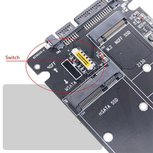 M.2 Solid-State-SSD zu Sata3 Ngff Msata zu Serieller Adapterkarte Dual-Use 2-In-1 mit Schalter 2