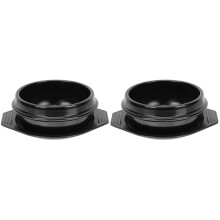 2Pièces Cocotte Céramique Noire Plateau Confortable Pour Soupe