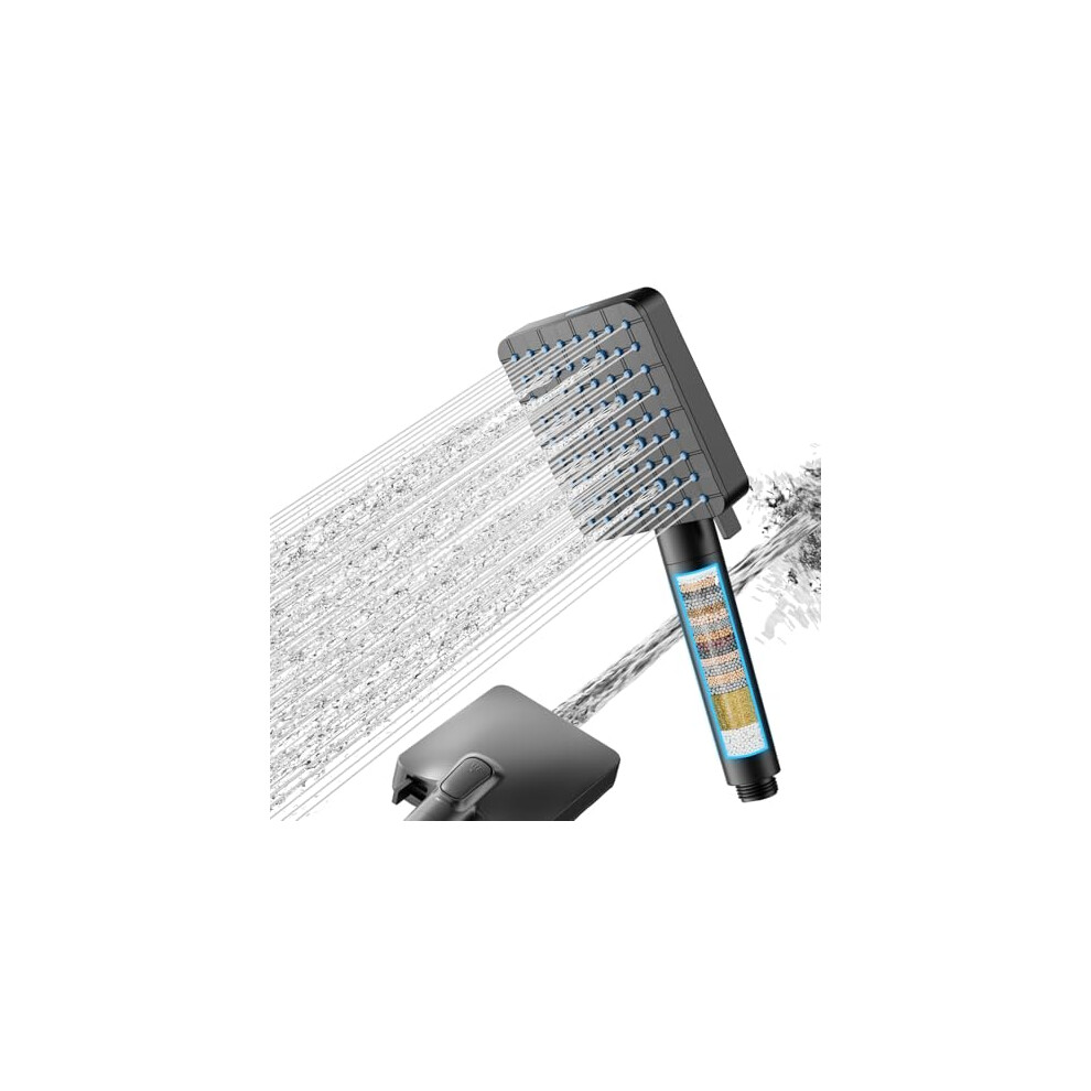 Cobbe Hard Water Filter Squre Shower Head, High Pressure Shower Head With 20 Stage Filter, 6+1 Spray Modes Square Powerful Built-In Power Wash 6977474160889