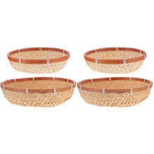 4Pièces Panier Naturel En Bambou Pour Rangement Fruits