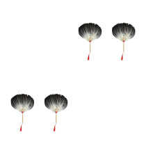 2Pièces Éventail Plumes D'oie Noir Confortable Décoration