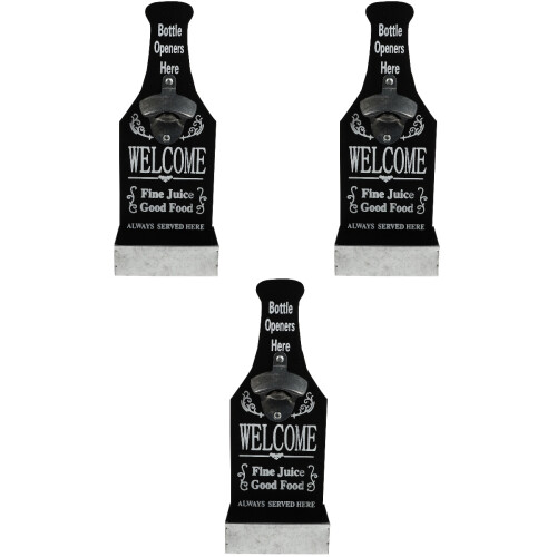 3Pièces Ouvre-Bouteille Manuel Mural Bois Fer Usage