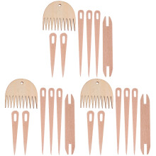 3Ensembles Bâtons Métier À Tisser Beige Bois, Kit Outils Main