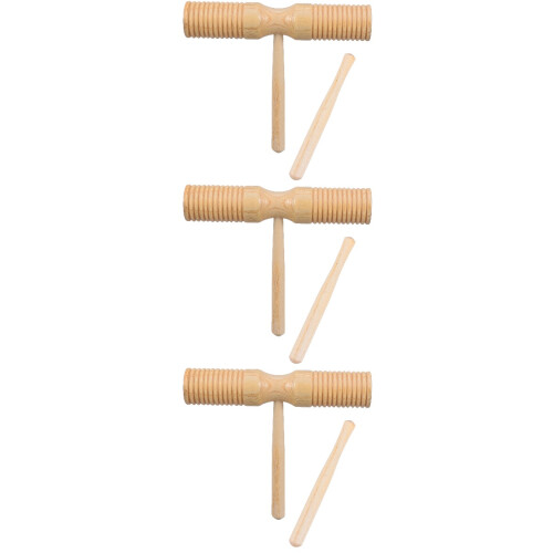 3Ensembles Instruments Percussion Bois Bébé Beige Jouets Musicaux