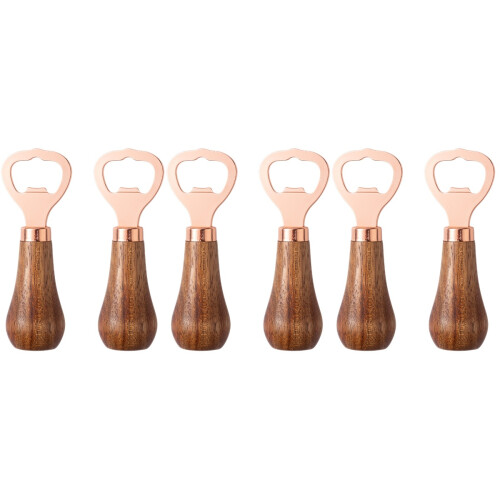 6Pièces Ouvre-Bouteilles Manuel Bois Clair Portable